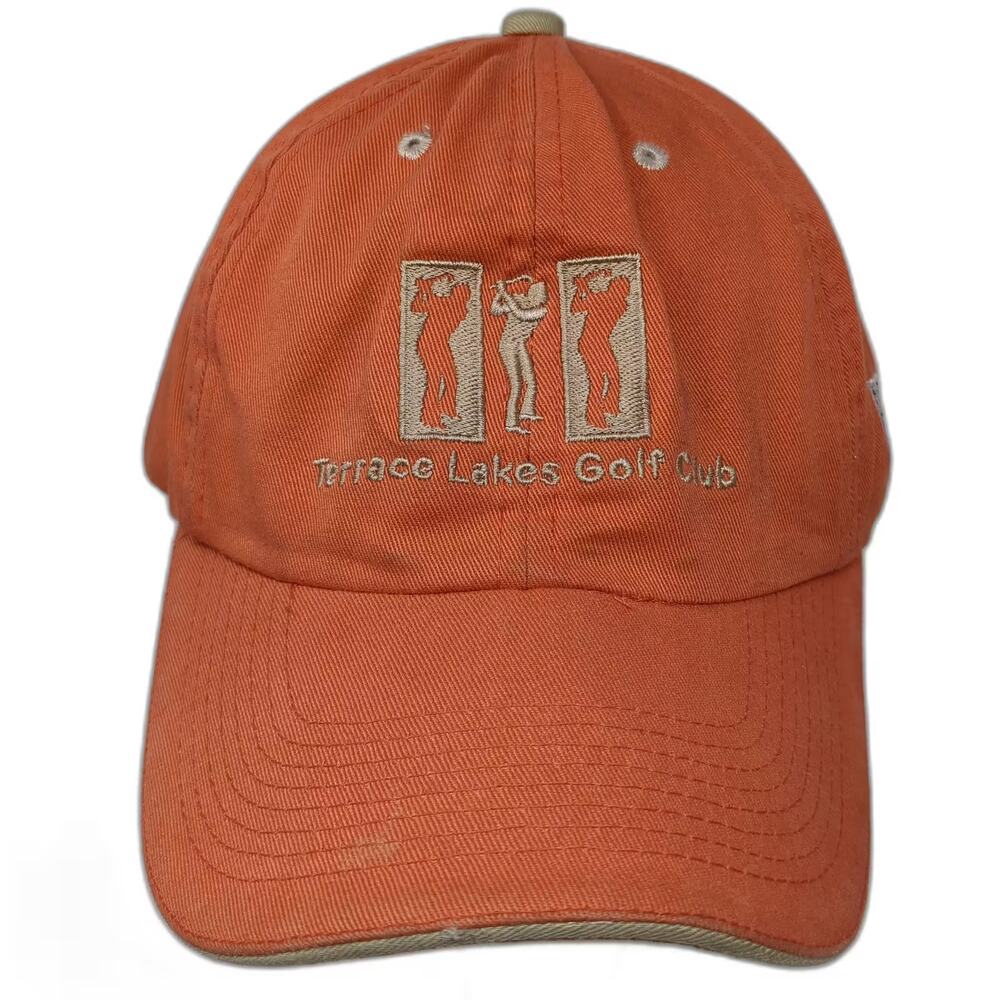 Town Talk Terrace Lakes Golf Club Hat Baseball Cap Orange OS US Flag Embroidered